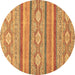 Round Machine Washable Abstract Brown Modern Rug, wshabs2506brn