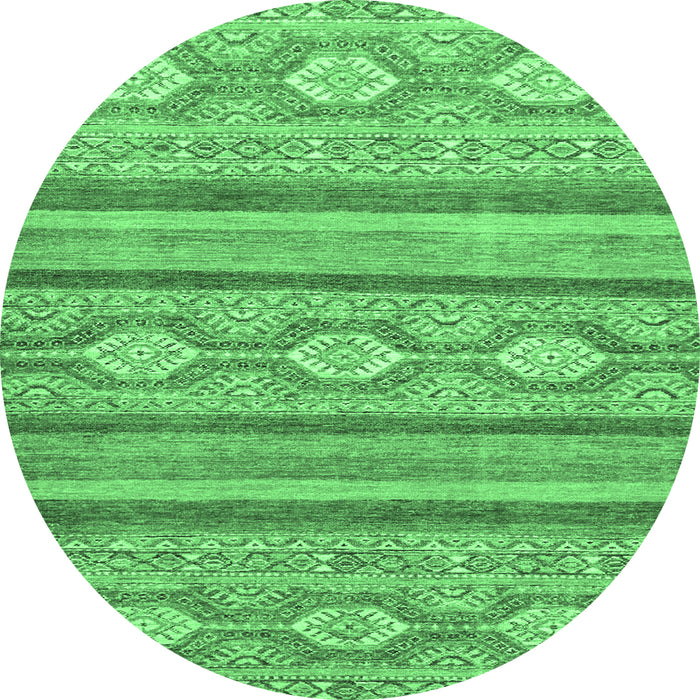 Round Abstract Emerald Green Modern Rug, abs2506emgrn