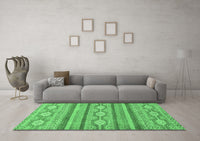 Machine Washable Abstract Emerald Green Modern Rug, wshabs2506emgrn