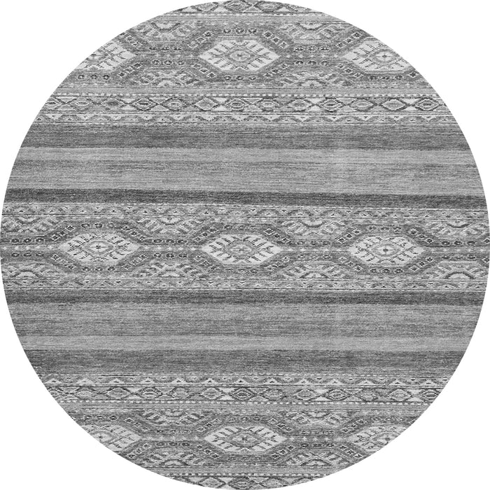 Round Machine Washable Abstract Gray Modern Rug, wshabs2506gry