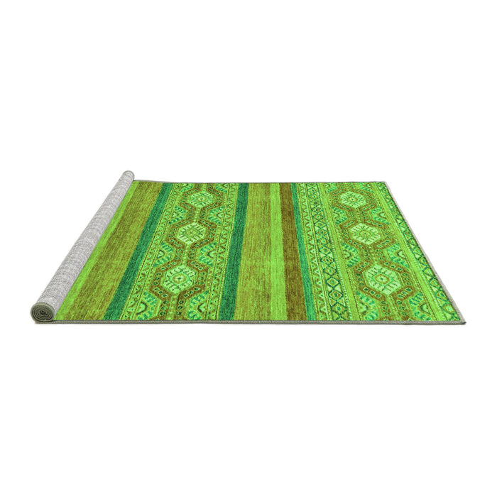 Sideview of Machine Washable Abstract Green Modern Area Rugs, wshabs2506grn