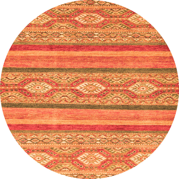 Round Abstract Orange Modern Rug, abs2506org