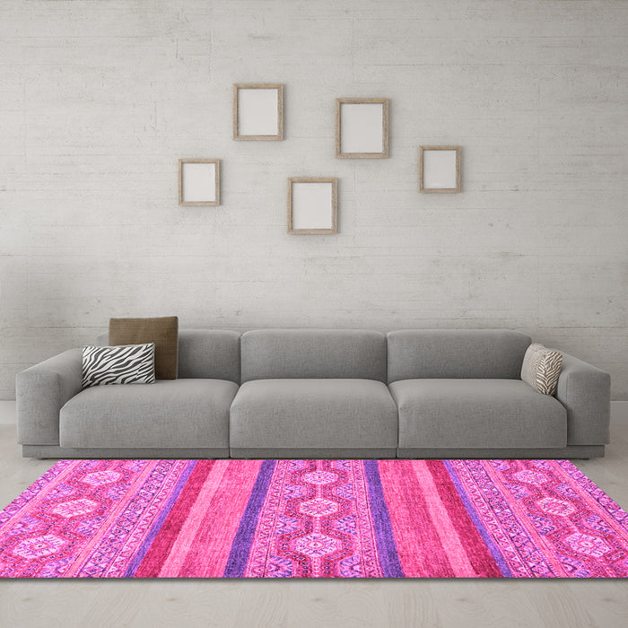 Machine Washable Abstract Pink Modern Rug in a Living Room, wshabs2506pnk