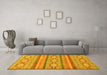 Machine Washable Abstract Yellow Modern Rug in a Living Room, wshabs2506yw