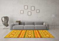 Machine Washable Abstract Yellow Modern Rug, wshabs2506yw