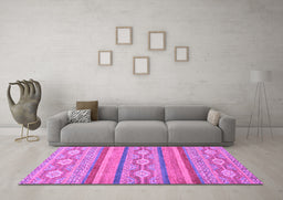 Machine Washable Abstract Purple Modern Area Rugs in a Living Room, wshabs2506pur