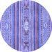 Round Abstract Blue Modern Rug, abs2507blu