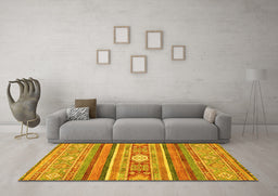Machine Washable Abstract Yellow Modern Rug in a Living Room, wshabs2507yw