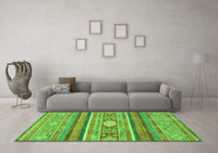 Machine Washable Abstract Green Modern Rug, wshabs2507grn