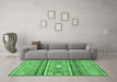 Machine Washable Abstract Emerald Green Modern Area Rugs in a Living Room,, wshabs2507emgrn