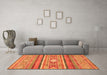 Machine Washable Abstract Orange Modern Area Rugs in a Living Room, wshabs2507org