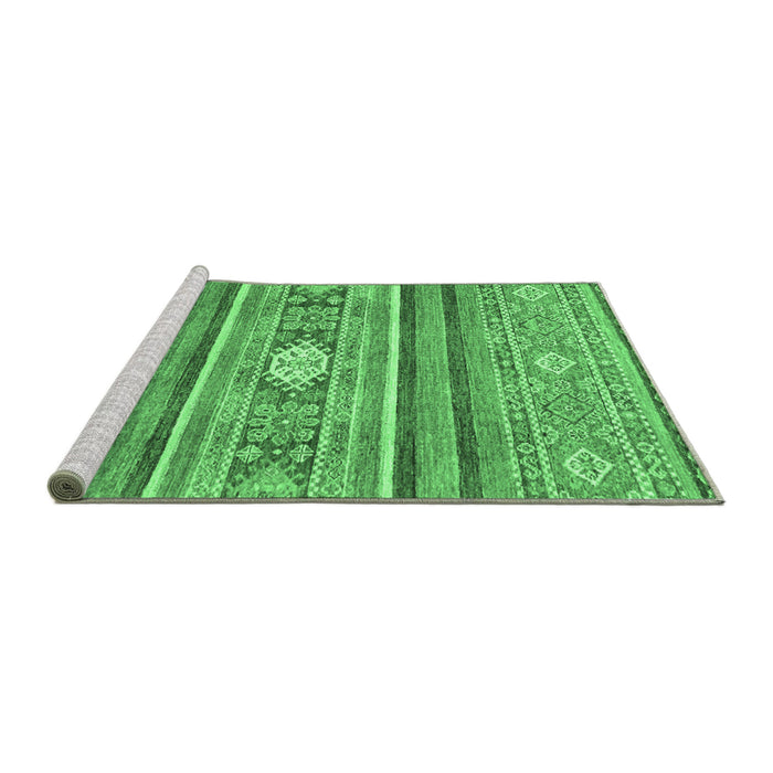 Sideview of Machine Washable Abstract Emerald Green Modern Area Rugs, wshabs2507emgrn