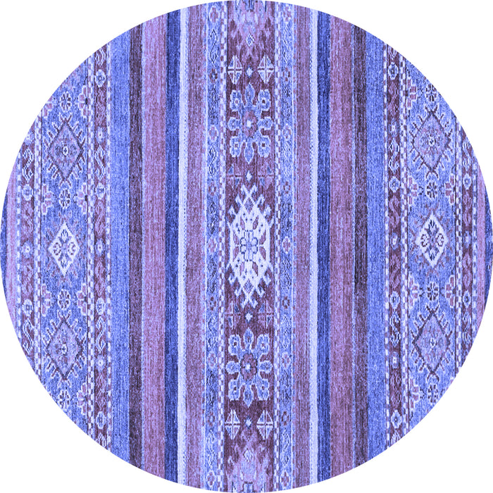 Round Machine Washable Abstract Blue Modern Rug, wshabs2507blu