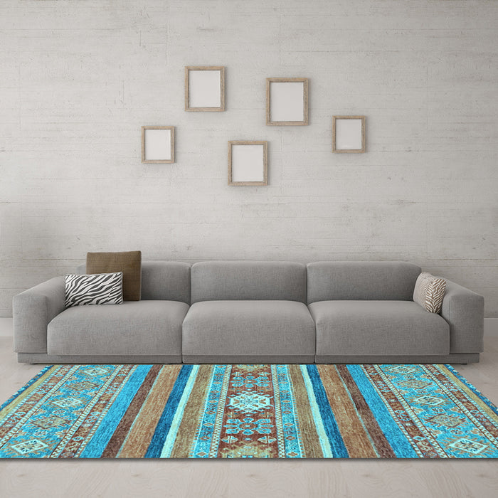 Machine Washable Abstract Light Blue Modern Rug in a Living Room, wshabs2507lblu