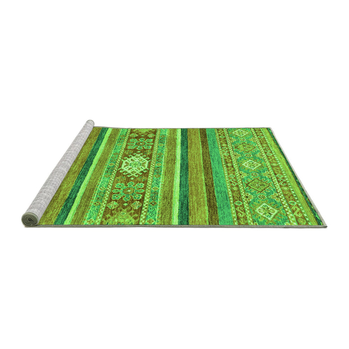 Sideview of Machine Washable Abstract Green Modern Area Rugs, wshabs2507grn