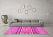 Machine Washable Abstract Pink Modern Rug in a Living Room, wshabs2507pnk