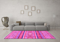 Machine Washable Abstract Pink Modern Rug, wshabs2507pnk