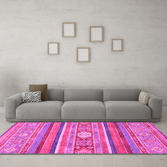Machine Washable Abstract Pink Modern Rug in a Living Room, wshabs2507pnk