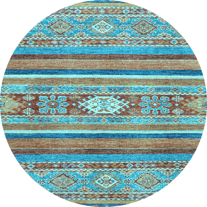 Round Abstract Light Blue Modern Rug, abs2507lblu