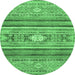 Round Abstract Emerald Green Modern Rug, abs2507emgrn