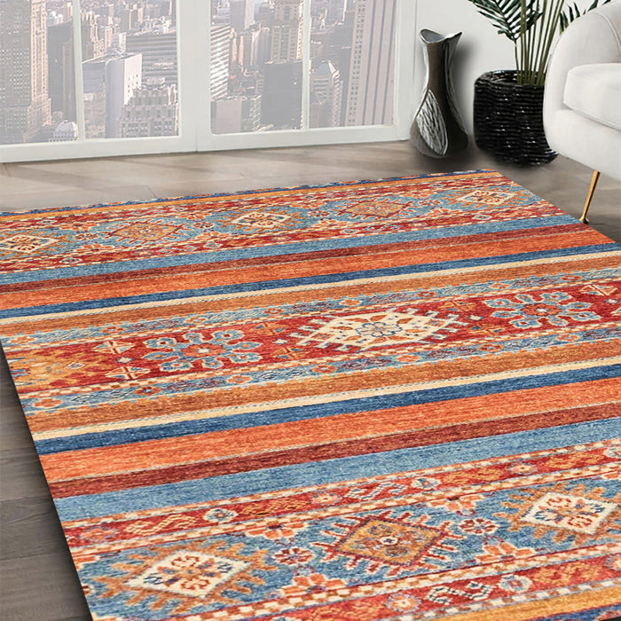 Machine Washable Abstract Red Rug in a Family Room, wshabs2507