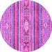 Round Abstract Purple Modern Rug, abs2507pur