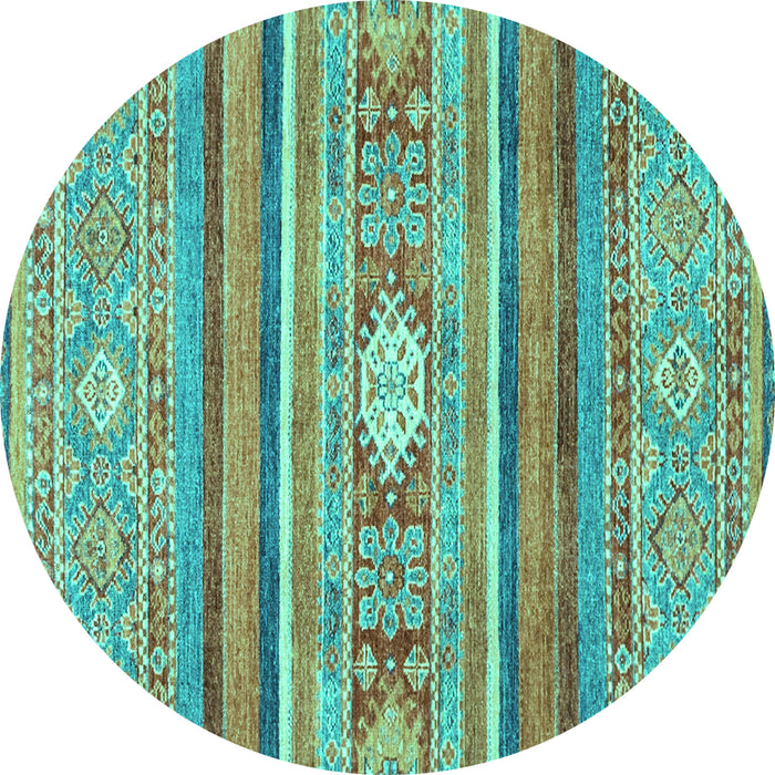 Round Abstract Turquoise Modern Rug, abs2507turq