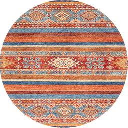 Round Machine Washable Abstract Red Rug, wshabs2507