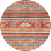 Round Machine Washable Abstract Red Rug, wshabs2507