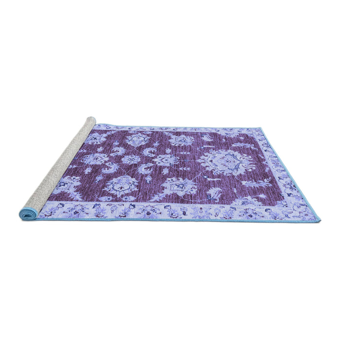 Sideview of Machine Washable Oriental Blue Traditional Rug, wshabs2508blu