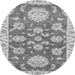 Round Machine Washable Oriental Gray Traditional Rug, wshabs2508gry