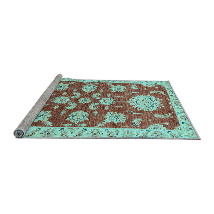 Sideview of Machine Washable Oriental Light Blue Traditional Rug, wshabs2508lblu