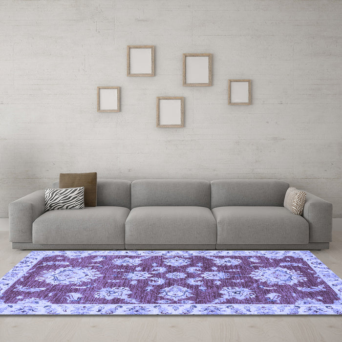 Machine Washable Oriental Blue Traditional Rug in a Living Room, wshabs2508blu