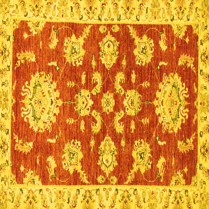 Square Machine Washable Oriental Yellow Traditional Rug, wshabs2508yw