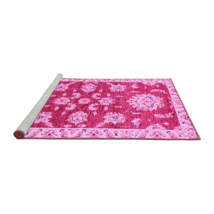 Sideview of Machine Washable Oriental Pink Traditional Rug, wshabs2508pnk