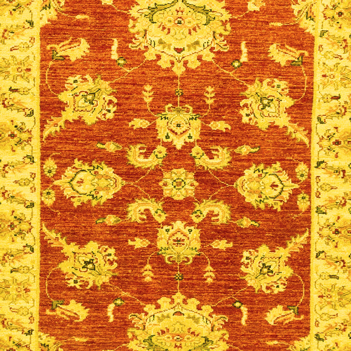 Machine Washable Oriental Yellow Traditional Rug, wshabs2508yw