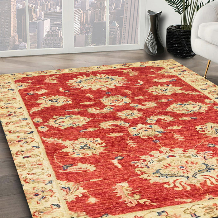 Machine Washable Abstract Neon Red Rug in a Family Room, wshabs2508