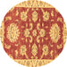 Round Machine Washable Oriental Brown Traditional Rug, wshabs2508brn