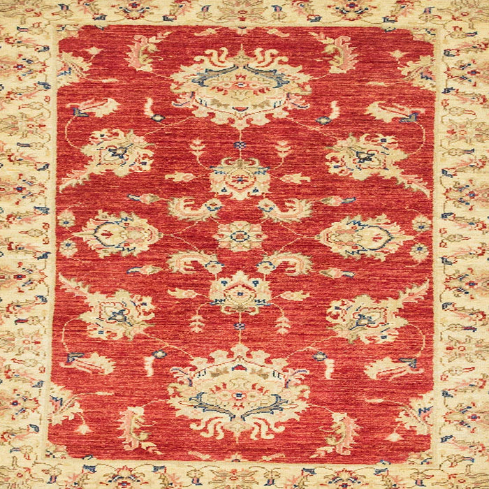 Square Abstract Neon Red Oriental Rug, abs2508