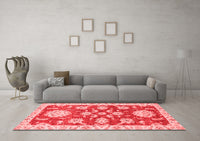 Machine Washable Oriental Red Traditional Rug, wshabs2508red