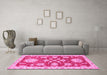 Machine Washable Oriental Pink Traditional Rug in a Living Room, wshabs2508pnk