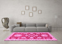 Machine Washable Oriental Pink Traditional Rug, wshabs2508pnk