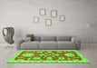 Machine Washable Oriental Green Traditional Area Rugs in a Living Room,, wshabs2508grn