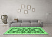 Machine Washable Oriental Emerald Green Traditional Area Rugs in a Living Room,, wshabs2508emgrn