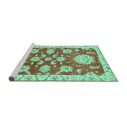 Sideview of Machine Washable Oriental Turquoise Traditional Area Rugs, wshabs2508turq