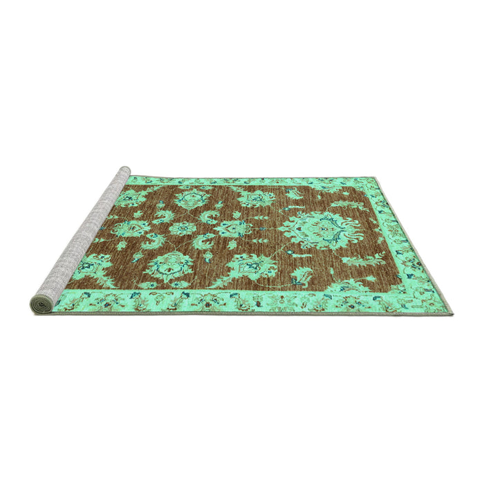 Sideview of Machine Washable Oriental Turquoise Traditional Area Rugs, wshabs2508turq