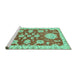 Sideview of Machine Washable Oriental Turquoise Traditional Area Rugs, wshabs2508turq