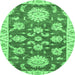 Round Oriental Emerald Green Traditional Rug, abs2508emgrn