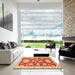 Square Abstract Neon Red Oriental Rug in a Living Room, abs2508