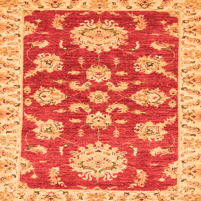 Square Machine Washable Oriental Orange Traditional Area Rugs, wshabs2508org